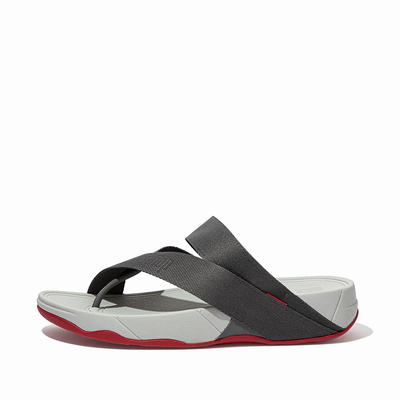 Fitflop Sling Woven-Logo Toe-Post - Sandalen Herren - Grau (FPO386214)